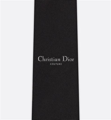 Corbata con firma Christian Dior manuscrita Seda negra 